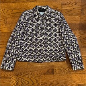 Prada Black Purple and White Diamond Pattern Blazer
